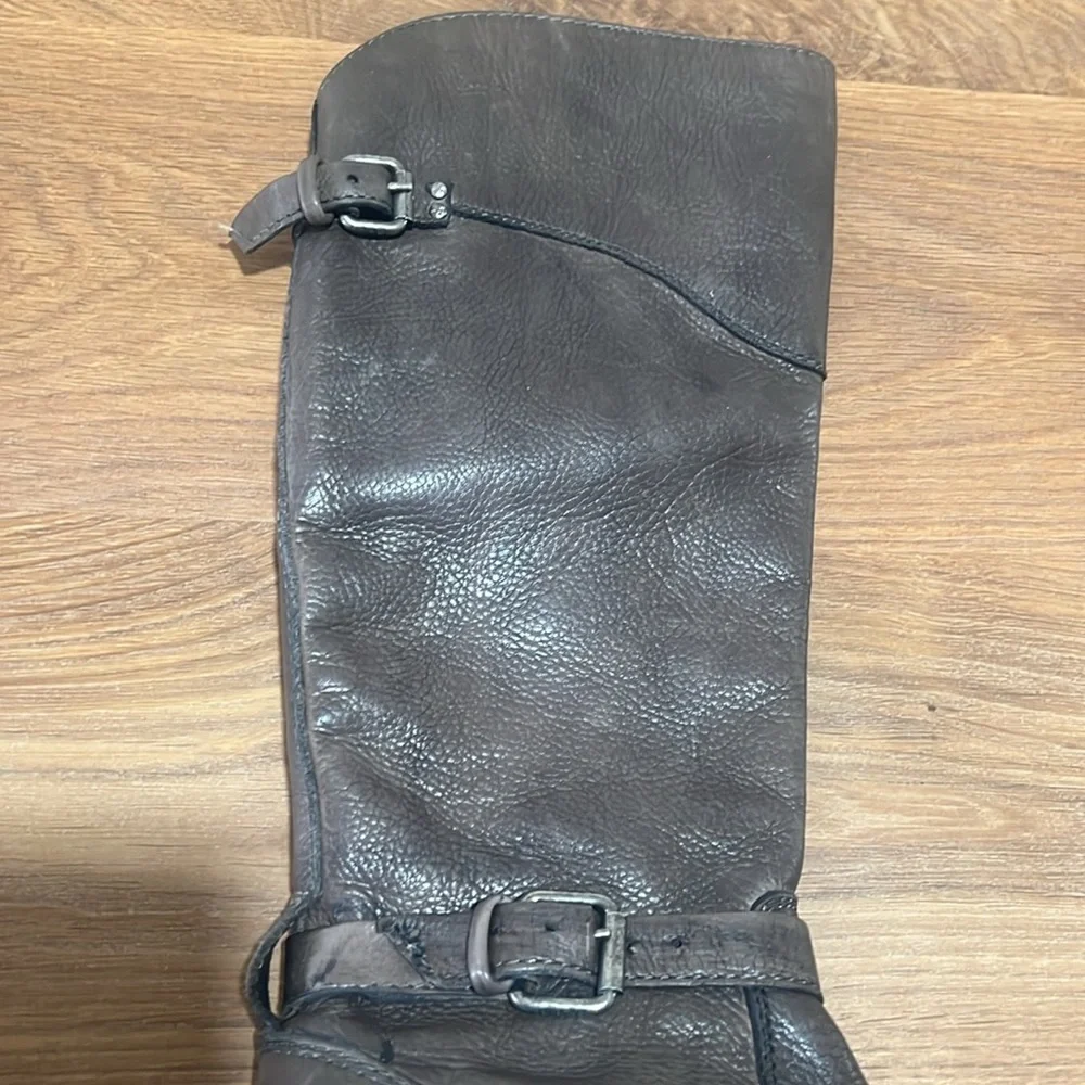 Frye Phillip Brown Leather Tall Western Riding Boots 3476847 Block Heel Size 6B